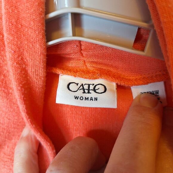 Cato Woman Size 22/24W Open Front Cardigan Peach Ruched Swing Asymmetrical Knit - Picture 4 of 7